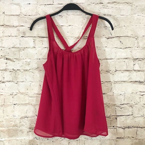 NWOT pink chiffon dressy tank top small - Picture 5 of 8
